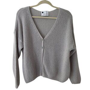 Colette Cardigan‎ Sweater Gray Mohair Alpaca Blend Made in Italy Womens M